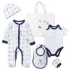 F10712NB: Baby Boys Sailor Bear 6 Piece Mesh Bag Gift Set (NB-6 Months)
